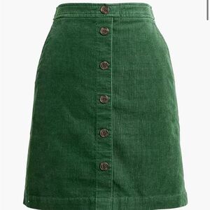 J Crew Factory Corduroy Green Skirt